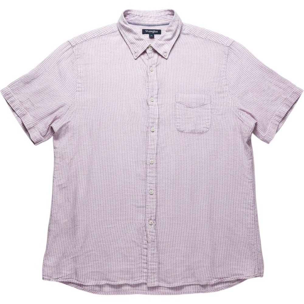Cremieux Shirt Mens 2XL Pink Stripe Short Sleeve 100% Linen Button-Up Casual